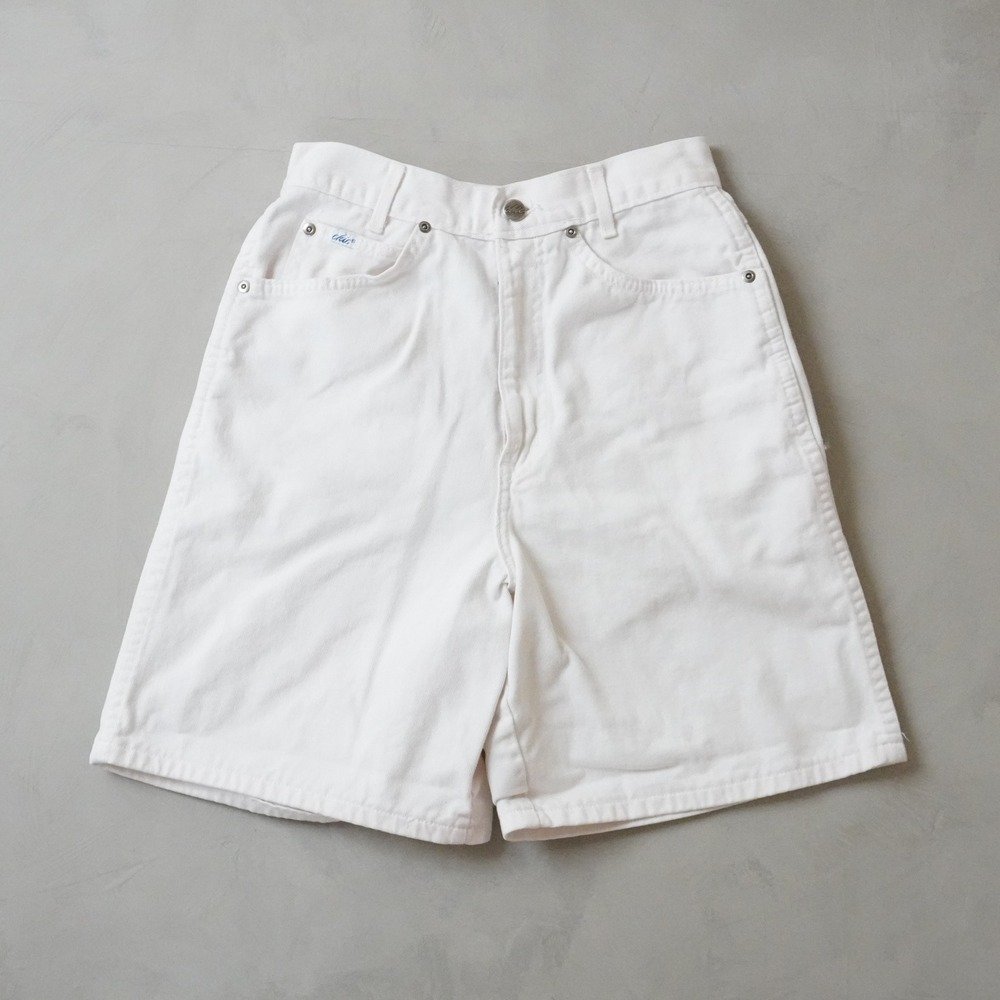 Vintage Chic Denim Shorts Size 8 Womens 90s White High Waisted USA Made 26"